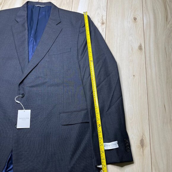 Jack Victor Mens Blue Classic Blazer Sport Coat 2 Button Suit Jacket Size 52 XL - Picture 14 of 15